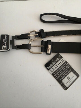 Stone Mountain Double Belt With Belt Bag Black Leather Medium Or Small